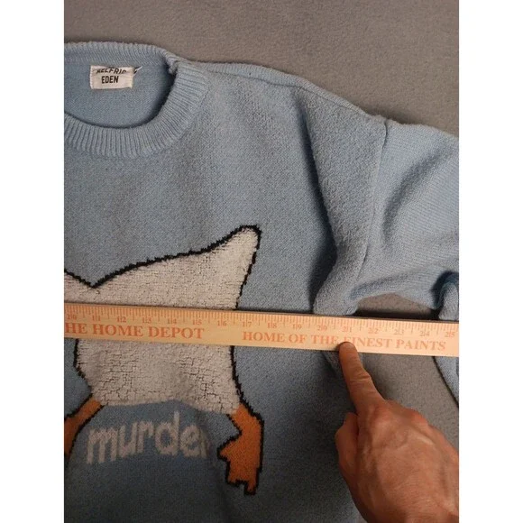Aelfric Eden Men's Medium Blue Murder Goose Knit Pullover Sweater